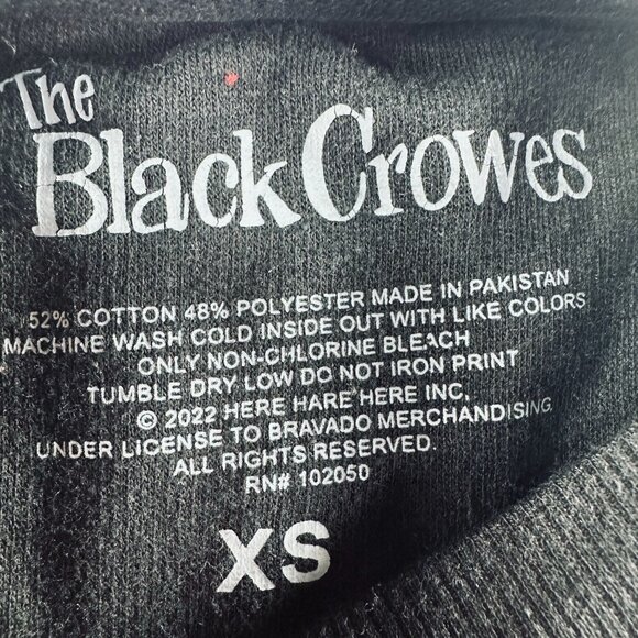 The Black Crowes Unisex XS Sweatshirt Black Graphic Heavy Metal Rock Band Raven - Picture 5 of 7